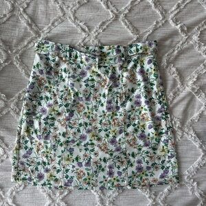 LOFT Floral Mini Skirt in Green and Purple